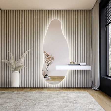 Miroir de forme irrégulière avec découpe d'armoire et éclairage - BARYT LED