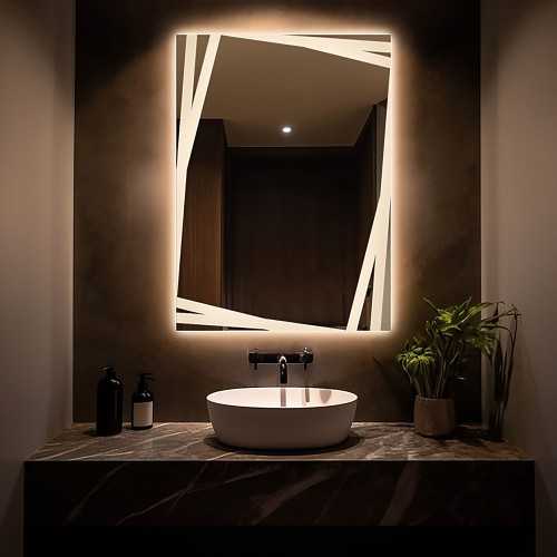 Miroir rectangulaire avec éclairage décoratif sablé - CARDS LED
