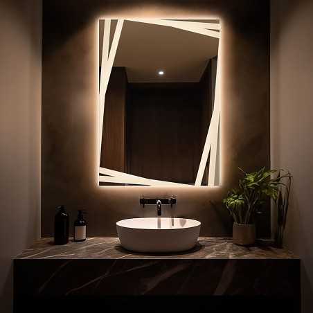 Miroir rectangulaire avec éclairage décoratif sablé - CARDS LED