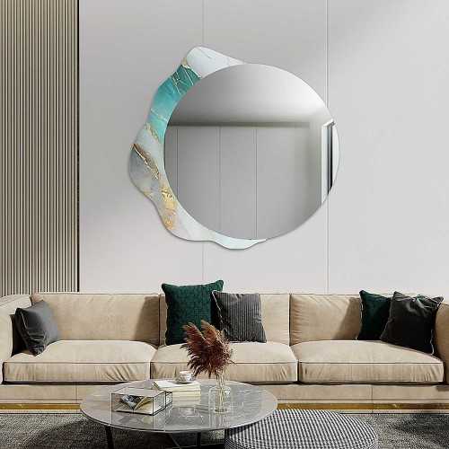 Miroir rond sur marbre vert irrégulier – MARBLE FERRO