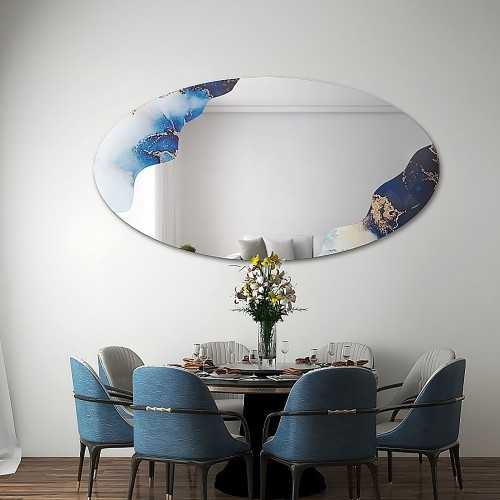 Onregelmatige spiegel op elliptisch blauw marmer – MARBLE ELFRA