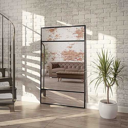 Miroir de loft avec meneaux - ALFRED - couleur du cadre au choix