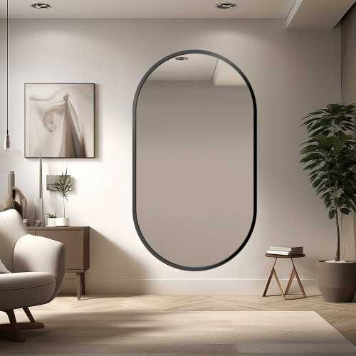 Miroir ovale en mdf noir mat - cadre OSKAR - couleur du cadre au choix