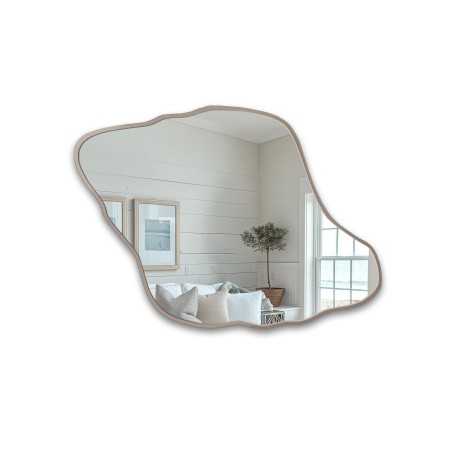 Miroir aux formes organiques dans un cadre en MDF couleur cachemire - MARIS DUNE DANS SON CADRE