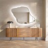 Miroir aux formes organiques, avec cadre en MDF couleur cachemire et éclairage intégré - MARIS DUNE LED DANS SON CADRE