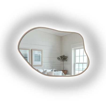 Miroir aux formes organiques, avec cadre en MDF couleur cachemire et éclairage intégré - MARIS FOAM LED DANS SON CADRE