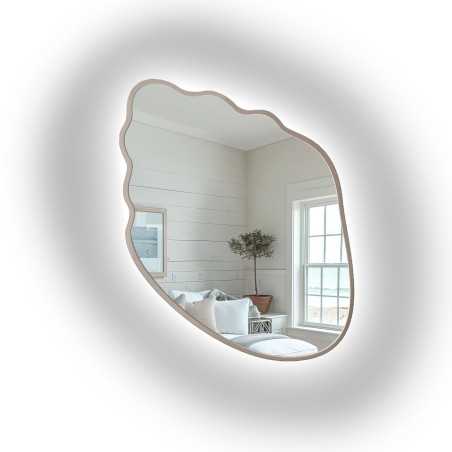 Spiegel met een organische vorm in een kasjmierkleurige MDF-lijst met verlichting - MARIS SHELL LED IN LIJST