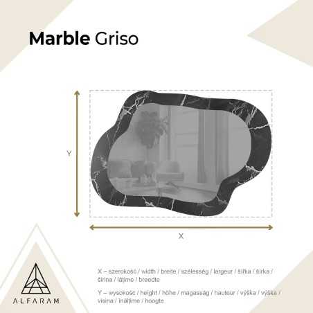 Onregelmatige spiegel op zwart-zilver marmer – MARBLE GRISO