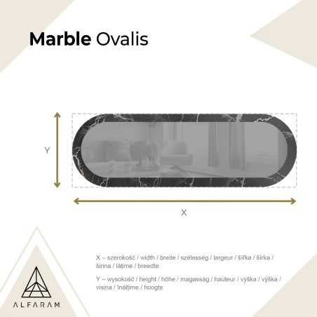 Miroir ovale sur marbre noir et argenté – MARBLE OVALIS