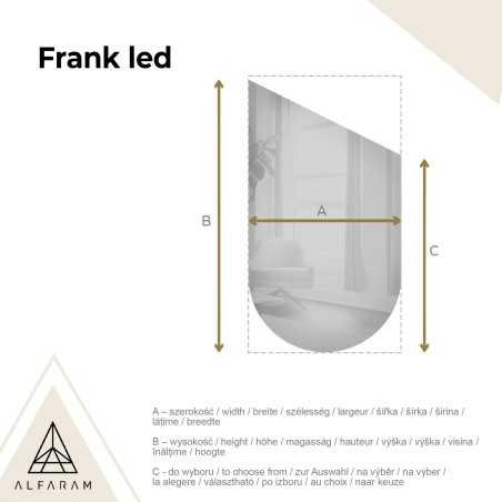 Miroir semi-ovale avec attique biseauté avec éclairage - FRANK LED