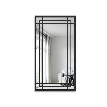 Loftspiegel met roeden in een zwart MDF-frame - BERNARD