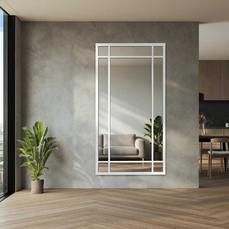 Miroir de loft avec meneaux dans un cadre blanc - ALEKSANDER