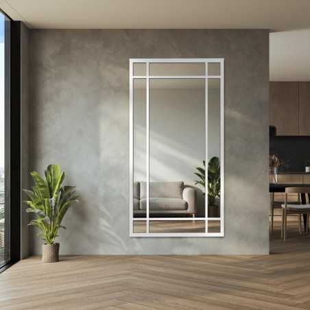 Loft spiegel met raamwerk in een wit frame - ALEKSANDER
