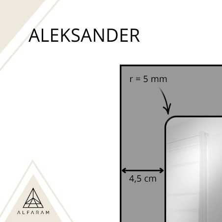 Miroir de style loft avec croisillons, dans un cadre noir en MDF - ALEKSANDER