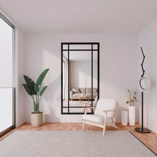 Loftspiegel met roeden in een zwart MDF-frame - ALEKSANDER