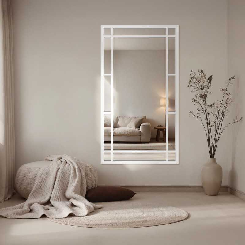 Loft spiegel met raamwerk in een wit frame - SET