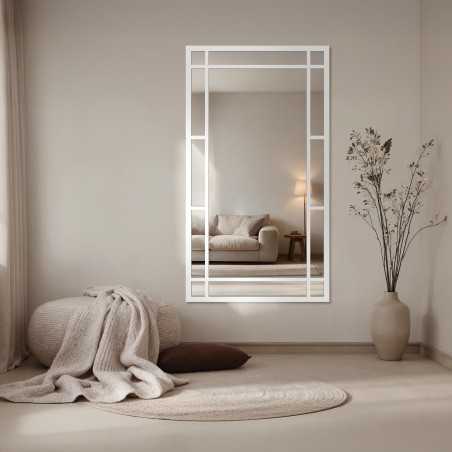 Loft spiegel met raamwerk in een wit frame - SET