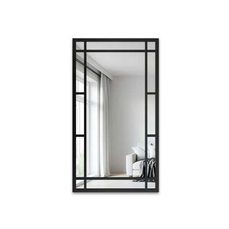 Loftspiegel met roeden in een zwart MDF-frame - SET