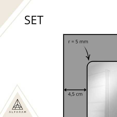 Loftspiegel met roeden in een zwart MDF-frame - SET