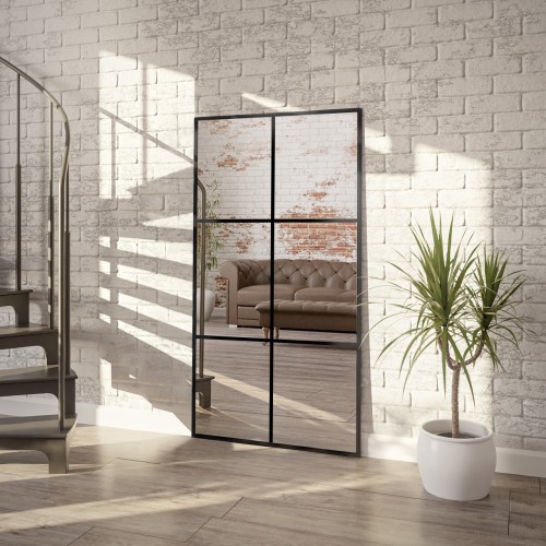 Lustro loft ze szprosami - 6 KWATER - kolor ramy do wyboru