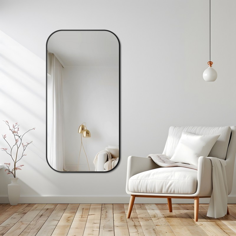 Miroir en MDF noir cadre SLIM - GERDA - couleur du cadre au choix