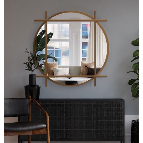 Lustro okrągłe loft ze szprosami mdf - IZYD - kolor do wyboru