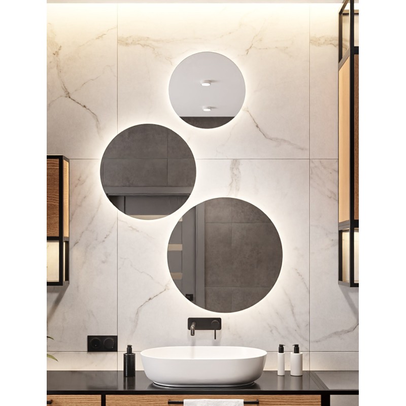 Set de trois miroirs ronds avec éclairage - TRES LED