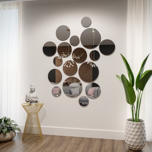 Zestaw luster okrągłych szlifowanych 17 sztuk: 3x fi40, 8x fi30, 6x fi20