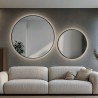 Set de miroirs ronds en MDF noir cadre SLIM avec éclairage - OTYLIA LED SET - couleur du cadre au choix