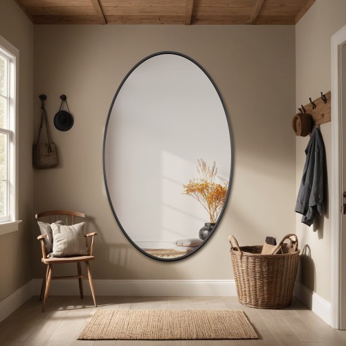 Lustro elipsa w ramie czarnej MDF SLIM - ELIZA - kolor ramy do wyboru