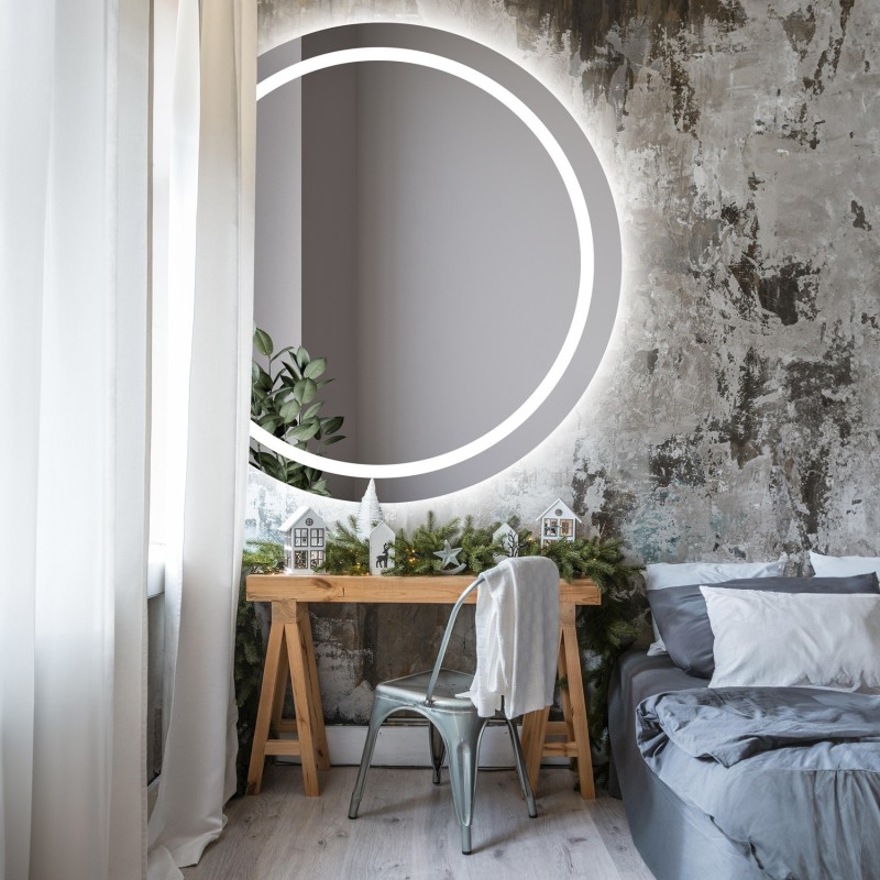 Ronde badkamerspiegel met verlichting - MAIA LED met afgeschuinde zijkant