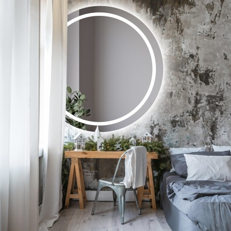 Ronde badkamerspiegel met verlichting - MAIA LED met afgeschuinde zijkant