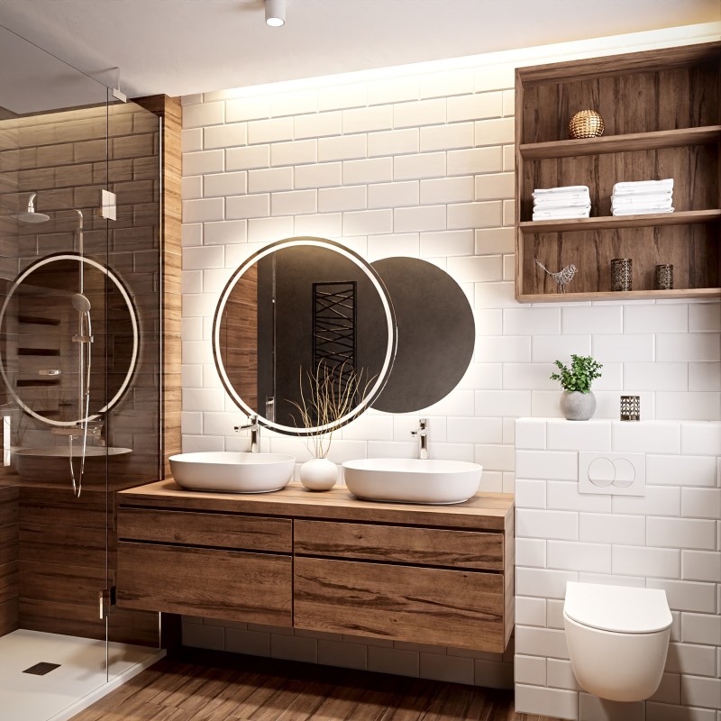 Set de miroirs de salle de bain sablés avec éclairage - UNIVERSE LED III Set de miroirs de salle de bain sablés avec éclairage - UNIVERSE LED III