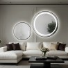 Jeu de miroirs ronds sablés avec cadre SLIM en MDF noir et rétro-éclairage LED STELLA - choix de la couleur du cadre