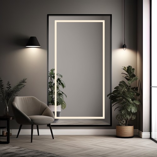 Lustro w czarnej ramie z podświetleniem - 1503 LED I - kolor ramy do wyboru