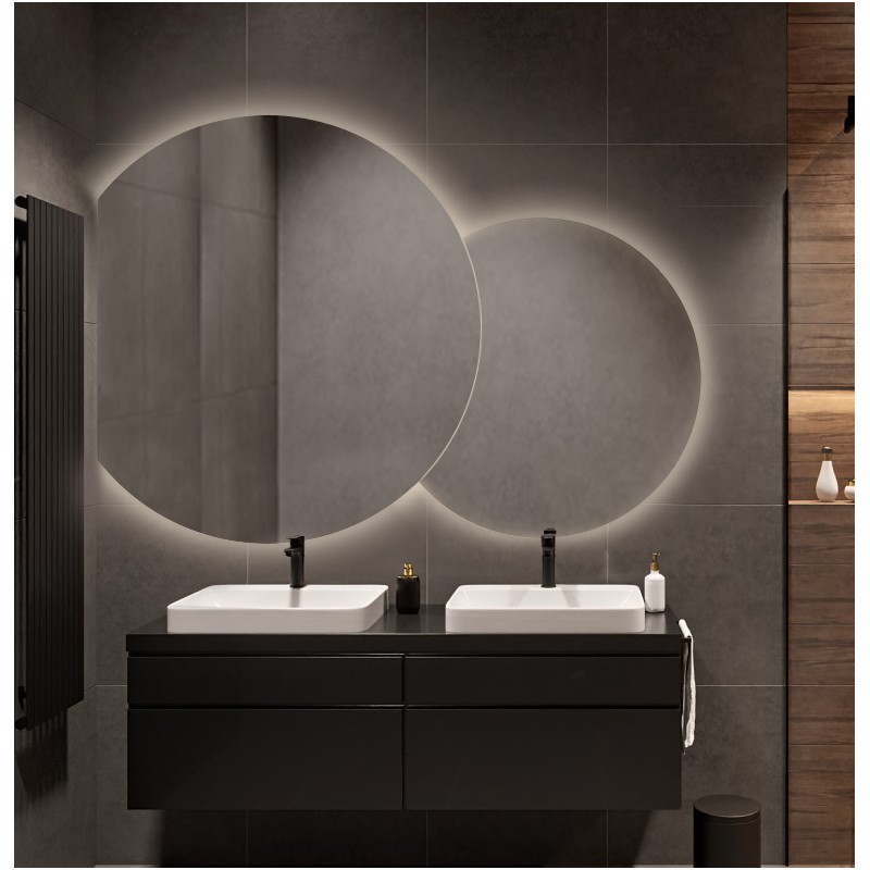 Set ronde dubbelgeslepen spiegels met verlichting - UNIVERSE CUT LED II