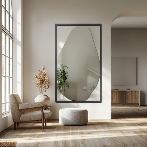 Lustro organiczne w czarnej ramie MDF - HUBERTUS