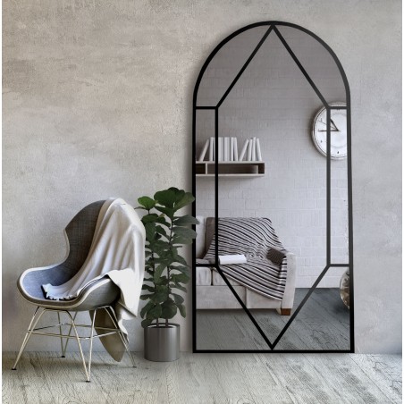 Half-ovale spiegel met raamwerk in loft mdf lijst - RAAM IV - lijstkleur naar keuze