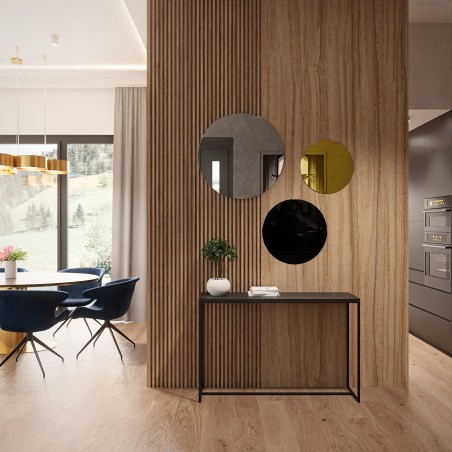 Set van drie decoratieve cirkels zwart lak en goud paneel - GOLDI