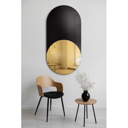 Exclusieve ovale decoratieve spiegel met zwarte lakobel - ONYX