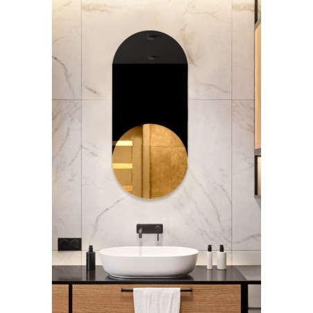 Exclusieve ovale decoratieve spiegel met zwarte lakobel - ONYX