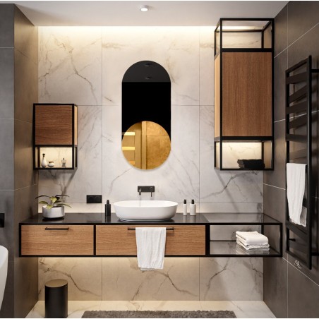 Exclusieve ovale decoratieve spiegel met zwarte lakobel - ONYX