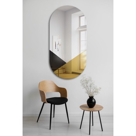 Exclusieve ovale decoratieve spiegel in zwart en goud - ROYAL