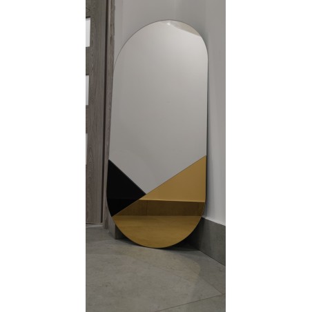 Exclusieve ovale decoratieve spiegel in zwart en goud - ROYAL