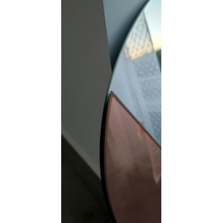 Ronde decoratieve spiegel met koperen paneel roségoud - LOLO