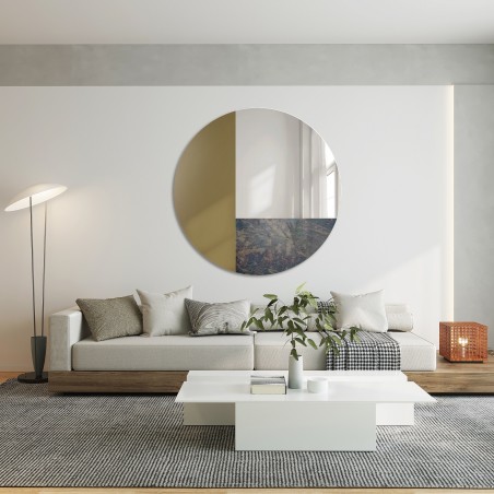 Decoratief rond spiegelkleurig paneel - bruin en verouderd - TOMI