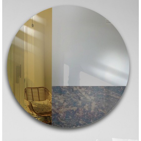 Decoratief rond spiegelkleurig paneel - bruin en verouderd - TOMI