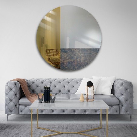 Decoratief rond spiegelkleurig paneel - bruin en verouderd - TOMI