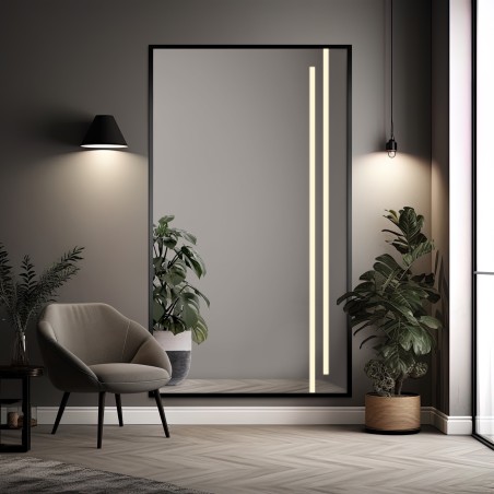 Spiegel in zwarte lijst met verlichting - 1503 LED III - kleur van de lijst naar keuze