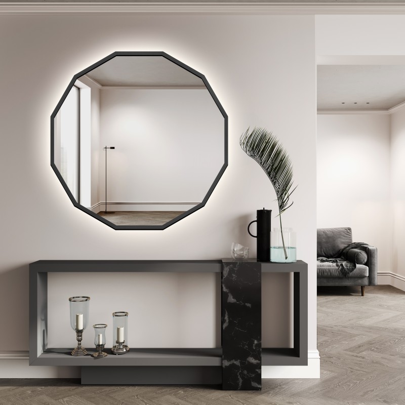Miroir polygonal dans un cadre MDF noir - WIELO LED - couleur du cadre au choix Miroir polygonal dans un cadre MDF noir - WIELO LED - couleur du cadre au choix